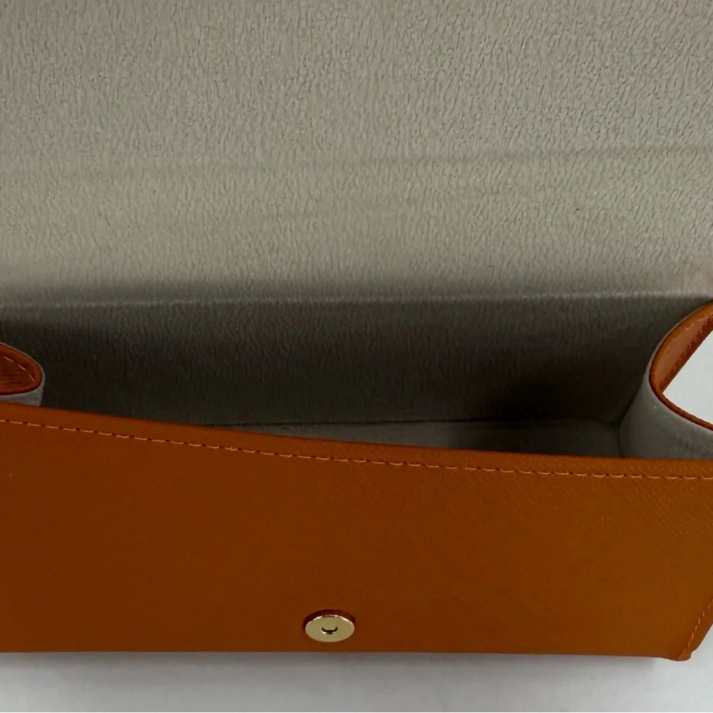 Tory Burch Glasses Sunglasses Semi‎ Rigid Orange Faux Leather Case New NWOT